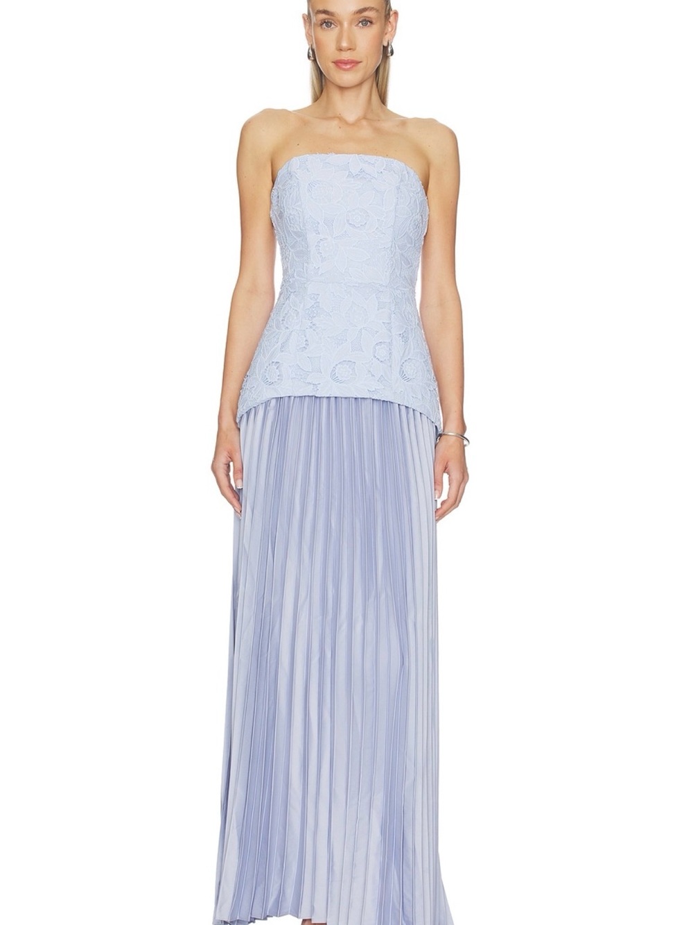 ELLIATT Lacy strapless gown in powderblue